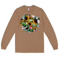 Toasted Coconut Texas Map Sunflower Cactus Serape Long Sleeve Tee - RanaPortraitStore