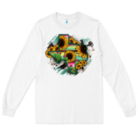 White Texas Map Sunflower Cactus Serape Long Sleeve Tee - RanaPortraitStore