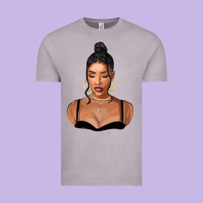 Black Woman Vintage Tee Designed By Fadigitalartstudio