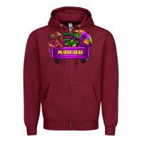Burgundy mardi grass umbrella with truck Zipper Hoodie - AdoDesignShop