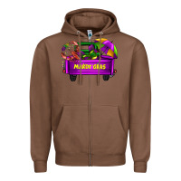 Chestnut mardi grass umbrella with truck Zipper Hoodie - AdoDesignShop