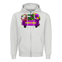 Dove Grey mardi grass umbrella with truck Zipper Hoodie - AdoDesignShop