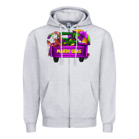 Heather Grey mardi grass umbrella with truck Zipper Hoodie - AdoDesignShop