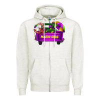 Oatmeal Heather mardi grass umbrella with truck Zipper Hoodie - AdoDesignShop