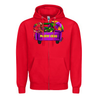 Red mardi grass umbrella with truck Zipper Hoodie - AdoDesignShop