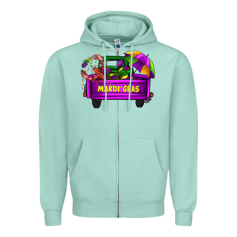 Mardi Grass Umbrella With Truck Zipper Hoodie by AdoDesignShop | Teevron
