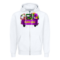 White mardi grass umbrella with truck Zipper Hoodie - AdoDesignShop