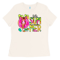 Bone Hello Summer Donut Girl Ladies Tee - CowCowDesign