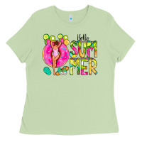 Matcha Hello Summer Donut Girl Ladies Tee - CowCowDesign