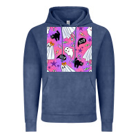 Vintage Denim cute ghost halloween seamless pattern Vintage Hoodie - BundleAndBundleShop