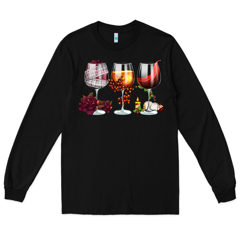 Hallothanksmas Halloween Thanksgiving  Christmas Wine Long Sleeve Tee by FaDigitalArtStudio | Teevron