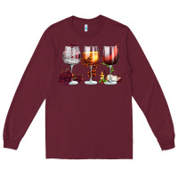 Burgundy hallothanksmas halloween thanksgiving  christmas wine Long Sleeve Tee - FaDigitalArtStudio