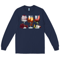 Navy hallothanksmas halloween thanksgiving  christmas wine Long Sleeve Tee - FaDigitalArtStudio