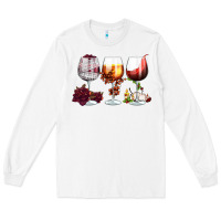 White hallothanksmas halloween thanksgiving  christmas wine Long Sleeve Tee - FaDigitalArtStudio