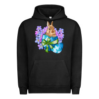 Pigment Black easter bunny egg flowers Urban Hoodie - RanaPortraitStore