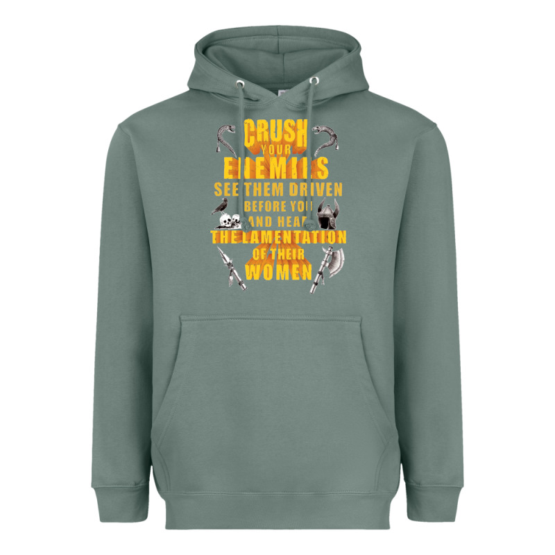 Crushs Your Enemies Merch Heavyweight Hoodie by baoMotion | Teevron