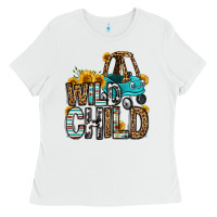 White wild child kids car Ladies Tee - OliviaCreatesArt
