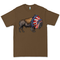 Cacao american bison with indian headdress Premium Tee - RanaPortraitStore
