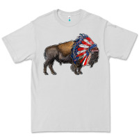 Dove Grey american bison with indian headdress Premium Tee - RanaPortraitStore