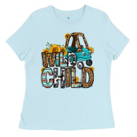 Baby Blue wild child kids car Ladies Tee - OliviaCreatesArt