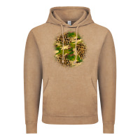 Vintage Coffee camouflage and leopard patch Vintage Hoodie - BundleAndBundleShop