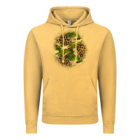 Vintage Mustard camouflage and leopard patch Vintage Hoodie - BundleAndBundleShop