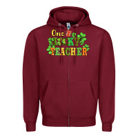 Burgundy one lucky teacher Zipper Hoodie - AdoDesignShop