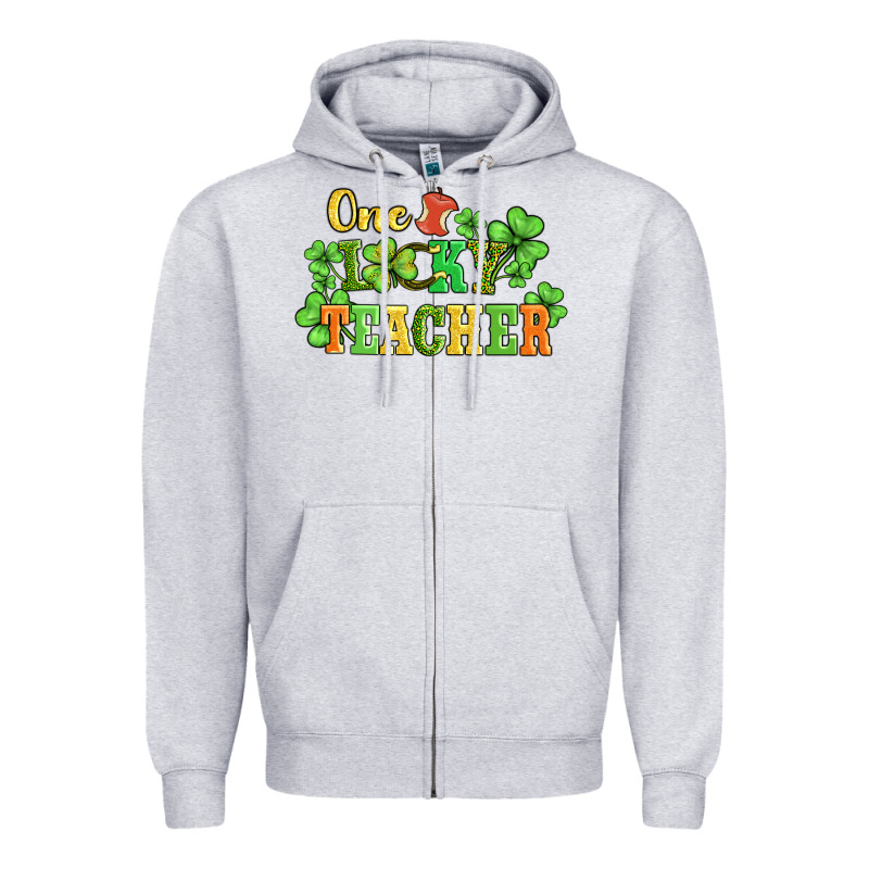 One Lucky Teacher Zipper Hoodie by AdoDesignShop | Teevron
