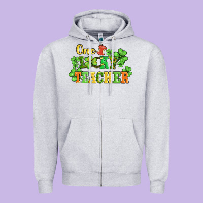 One Lucky Teacher Zipper Hoodie Designed By Adodesignshop