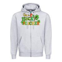 Heather Grey one lucky teacher Zipper Hoodie - AdoDesignShop