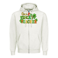 Oatmeal Heather one lucky teacher Zipper Hoodie - AdoDesignShop