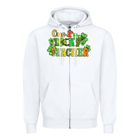 White one lucky teacher Zipper Hoodie - AdoDesignShop