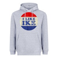 Heather Grey i like ike political button vintage distressed Heavyweight Hoodie - baoMotion