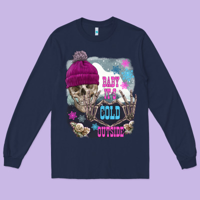 Skeleton Baby It's Cold Outside Long Sleeve Tee Designed By Fadigitalartstudio