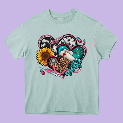 Nurse Hearts Heavy Core Tee Designed By Jasminsmagicworld
