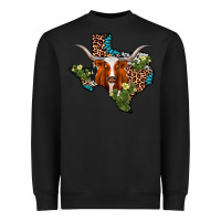 Black longhorn texas map Heavyweight Sweatshirt - AdoDesignShop