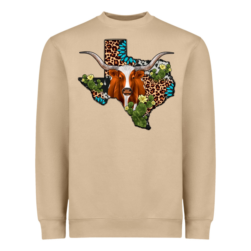 Longhorn Texas Map Heavyweight Sweatshirt by AdoDesignShop | Teevron