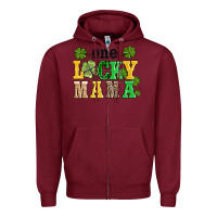Burgundy one lucky mama Zipper Hoodie - AdoDesignShop