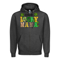 Charcoal Heather one lucky mama Zipper Hoodie - AdoDesignShop