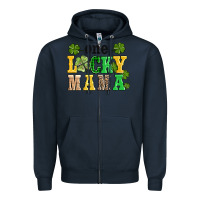 Navy one lucky mama Zipper Hoodie - AdoDesignShop