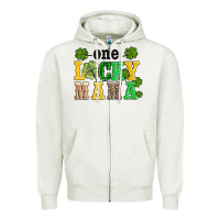 Oatmeal Heather one lucky mama Zipper Hoodie - AdoDesignShop