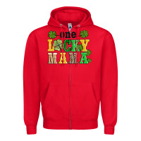 Red one lucky mama Zipper Hoodie - AdoDesignShop