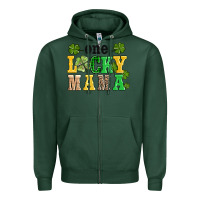 Sports Green one lucky mama Zipper Hoodie - AdoDesignShop