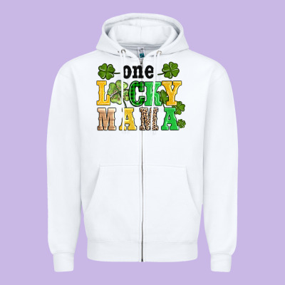 One Lucky Mama Zipper Hoodie Designed By Adodesignshop