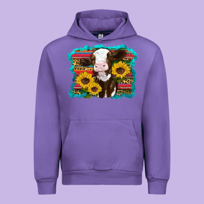 Western Cow Sunflowers Serape Leopard Urban Hoodie Designed By Ranaportraitstore