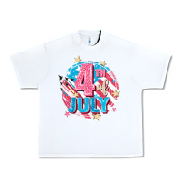 White 4th of July Urban Heavy Tee - FaDigitalArtStudio