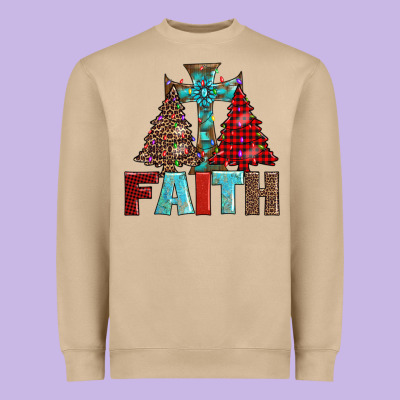 Cross And Christmas Trees Heavyweight Sweatshirt Designed By Adodesignshop