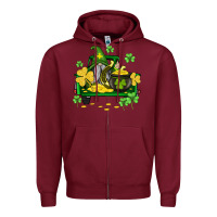 Burgundy st patricks truck and gnome Zipper Hoodie - AdoDesignShop