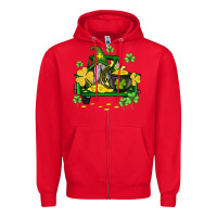 Red st patricks truck and gnome Zipper Hoodie - AdoDesignShop
