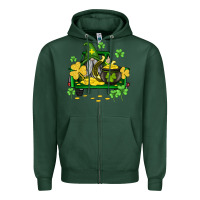 Sports Green st patricks truck and gnome Zipper Hoodie - AdoDesignShop